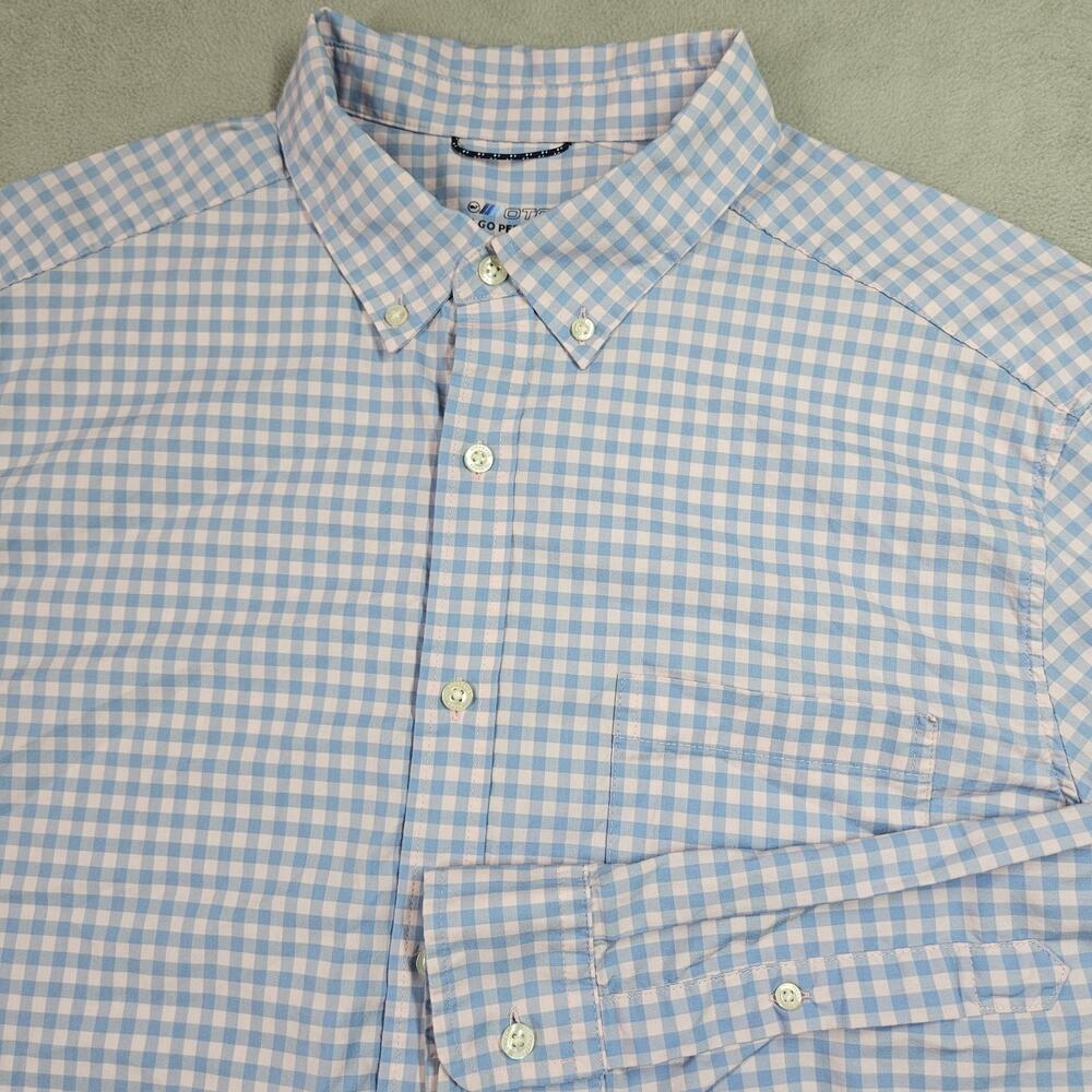 Vineyard Vines On-The-Go Performance Shirt Mens XL Gingham Blue Pink brrr Preppy